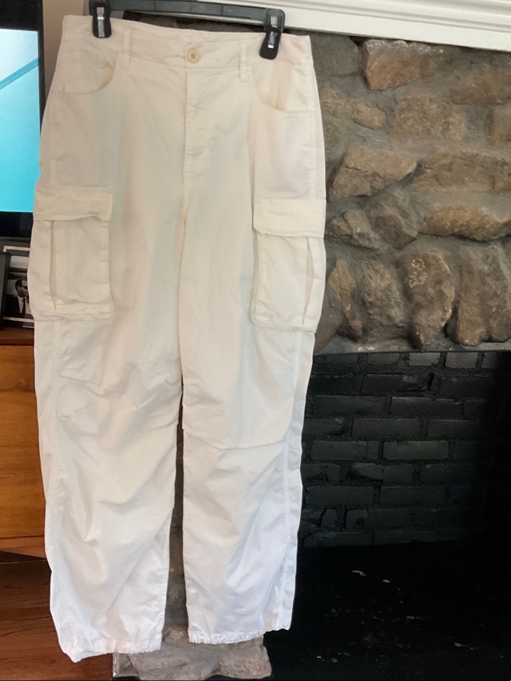 Good American White Cargo Pants with Utility Pockets